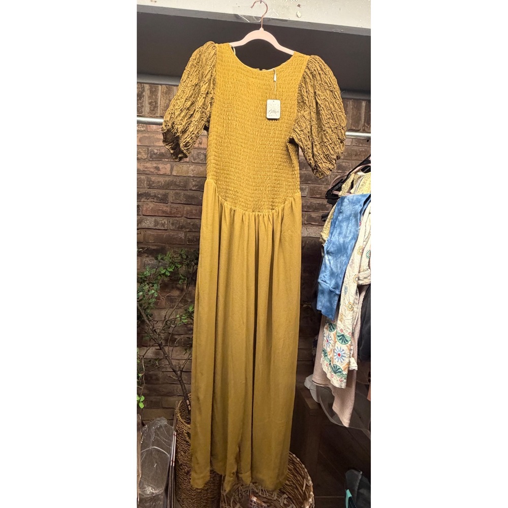 Free People Temperly Puff Sleeve Wide Leg Jumpsuit Size M
